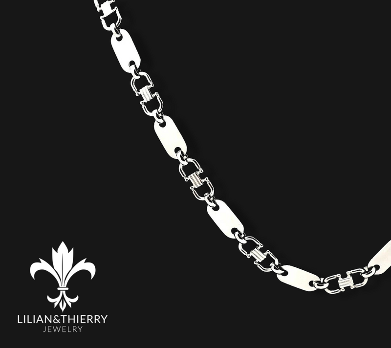 L&T Plattenkette 60cm 10mm + Armband 21cm 10mm aus Edelstahl zusätzlic –  Lilian&Thierry Jewelry