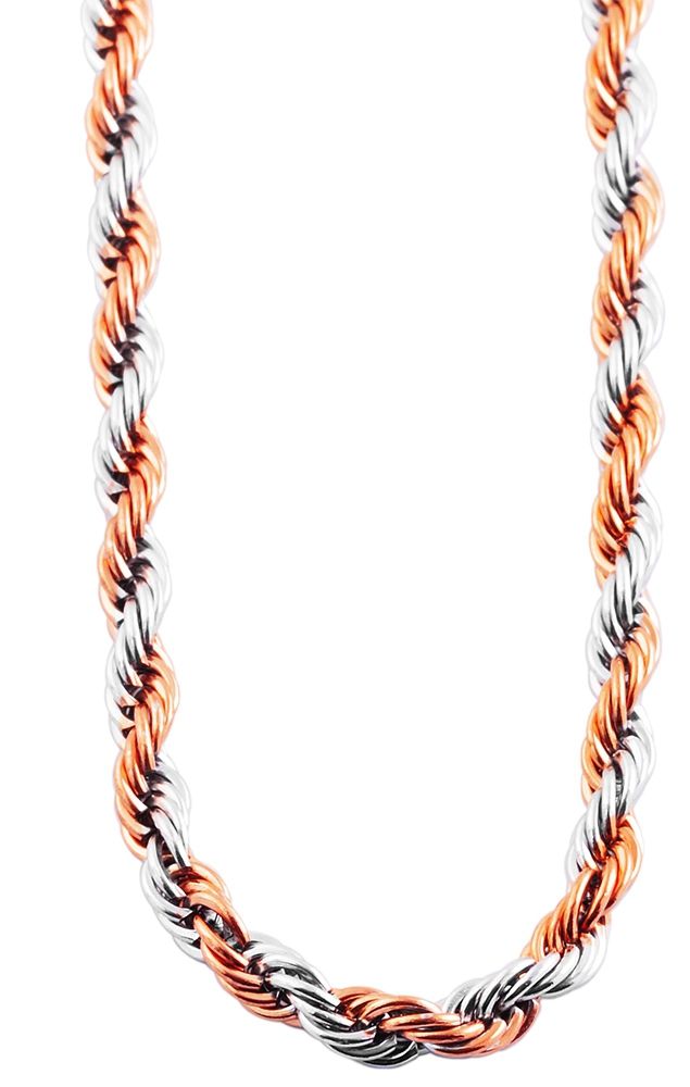 L&T Kordelkette Rope Chain Bi-Color Rosé 2mm breit aus Edelstahl