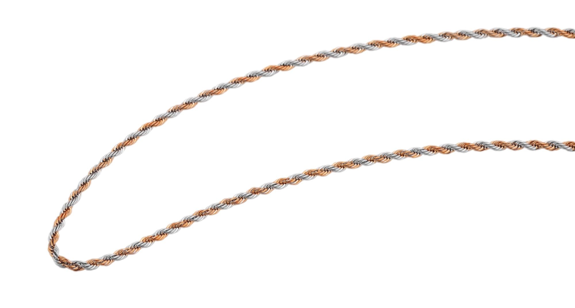 L&T Kordelkette Rope Chain Bi-Color Rosé 2mm breit aus Edelstahl